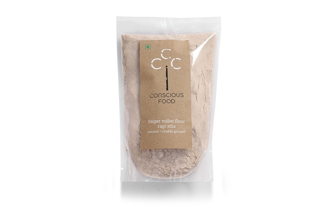 Conscious Food Finger Millet Flour Ragi atta Natural+chakki-ground   Pack  500 grams